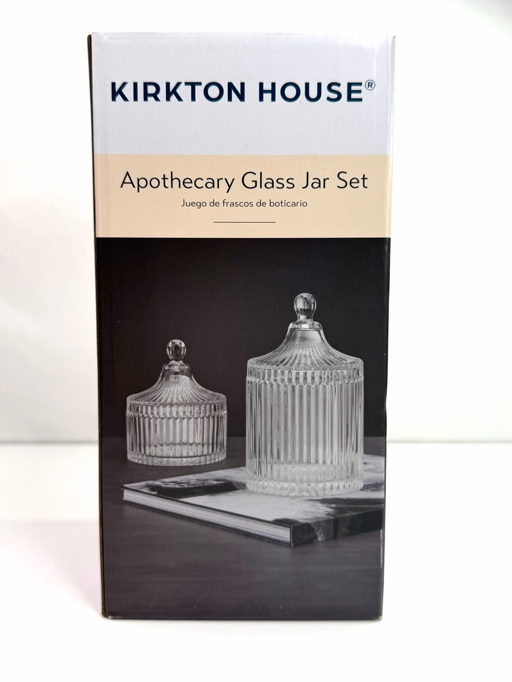 Kirkton House Clear Ribbed Glass Set of 2 Apothecary Jars